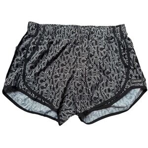 Calvin Klein Running Shorts Womens Medium Black White Logo Print Active